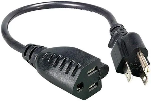 Alt view image 2 of 3 - Nippon Labs 14 AWG NEMA 5-15P to NEMA 5-15R Power Extension Cable, SJT, 15A/125V, Black 3ft.Power Cord