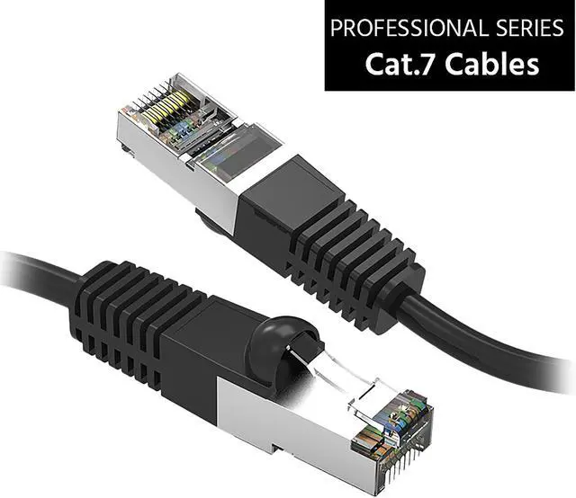 Main image of Nippon Labs Cat7 Shielded (SSTP) 600MHz Ethernet Network Booted Cable, 26AWG 25 Feet Gigabit LAN Network Cable RJ45 High Speed Patch Cable, Black, 60CAT7-25BK