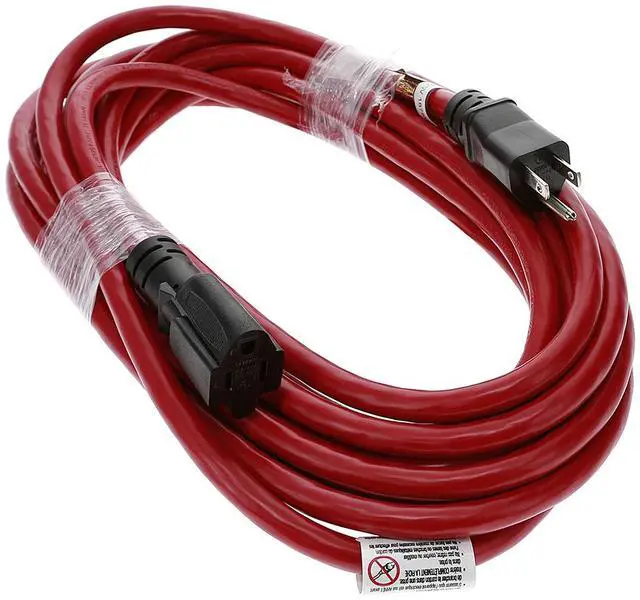Alt view image 2 of 2 - Nippon Labs 25Ft 12/3 SJTW Red Power Extension Cord Black Plug, Water Resistant Outdoor Rated Power Extension Cable,60POW-EXT-25RD
