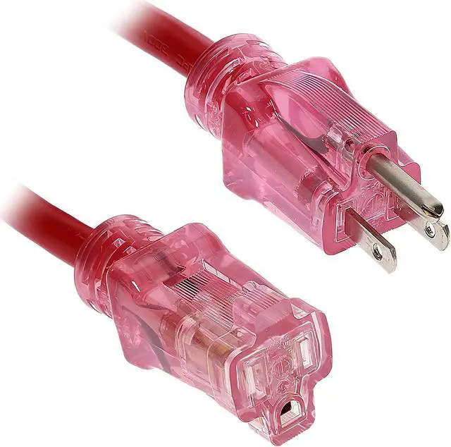 Alt view image 2 of 3 - Nippon Labs 50Ft 12/3 SJTW Red Power Extension Cord Lighted Clear Red Plug, Water Resistant Outdoor Rated Power Extension Cable, 60POW-EXT-50RD