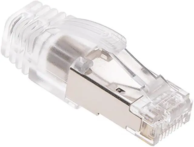 Main image of Nippon Labs RJ45 CAT.8 Shielded Plug 50Micron 3prong with Clear Boot 60CAT8-PG-20P (20pack)