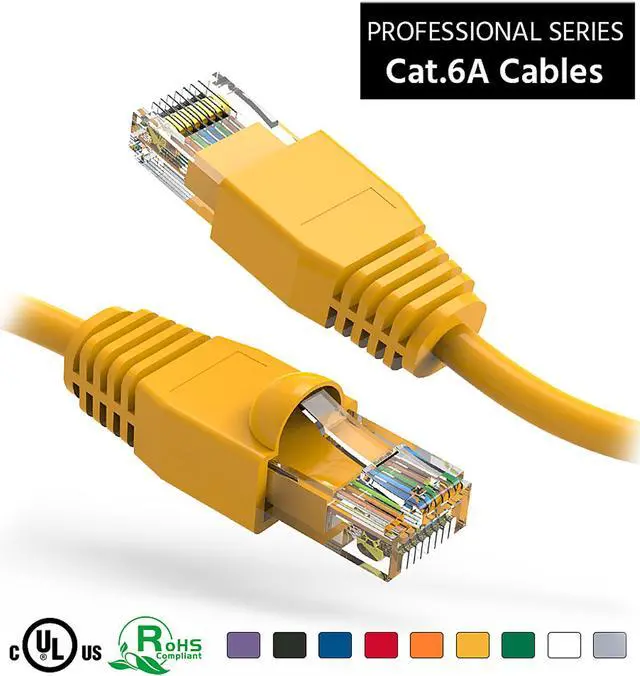 Alt view image 2 of 4 - Nippon Labs 2Ft Cat6A UTP Ethernet Network Booted Cable, 24AWG 2 Feet Gigabit LAN Network Cable RJ45 High Speed Patch Cable, Yellow, 60CAT6A-2YW