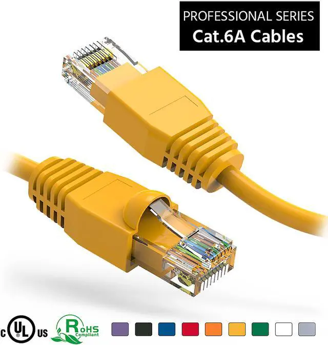 Alt view image 2 of 4 - Nippon Labs 3Ft Cat6A UTP Ethernet Network Booted Cable, 24AWG 3 Feet Gigabit LAN Network Cable RJ45 High Speed Patch Cable, Yellow, 60CAT6A-3YW