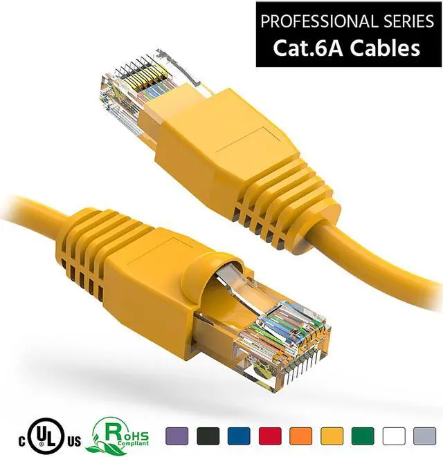 Alt view image 2 of 4 - Nippon Labs 6Ft Cat6A UTP Ethernet Network Booted Cable, 24AWG 6 Feet Gigabit LAN Network Cable RJ45 High Speed Patch Cable, Yellow, 60CAT6A-6YW
