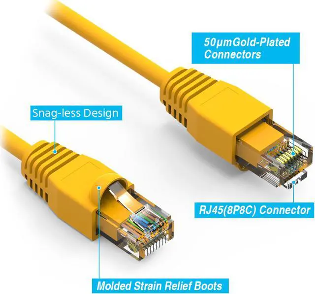 Alt view image 2 of 4 - Nippon Labs 15Ft Cat6A UTP Ethernet Network Booted Cable, 24AWG 15 Feet Gigabit LAN Network Cable RJ45 High Speed Patch Cable, Yellow, 60CAT6A-15YW