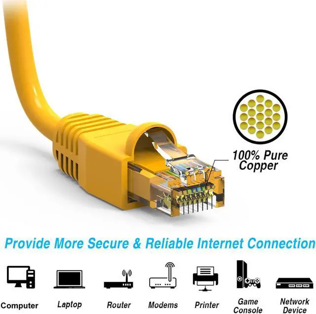 Alt view image 3 of 4 - Nippon Labs 15Ft Cat6A UTP Ethernet Network Booted Cable, 24AWG 15 Feet Gigabit LAN Network Cable RJ45 High Speed Patch Cable, Yellow, 60CAT6A-15YW