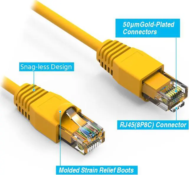 Alt view image 2 of 4 - Nippon Labs 25Ft Cat6A UTP Ethernet Network Booted Cable, 24AWG 25 Feet Gigabit LAN Network Cable RJ45 High Speed Patch Cable, Yellow, 60CAT6A-25YW