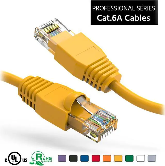 Main image of Nippon Labs 75Ft Cat6A UTP Ethernet Network Booted Cable, 24AWG 75 Feet Gigabit LAN Network Cable RJ45 High Speed Patch Cable, Yellow, 60CAT6A-75YW