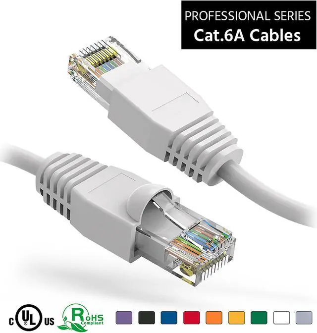 Alt view image 2 of 4 - Nippon Labs 4Ft Cat6A UTP Ethernet Network Booted Cable, 24AWG 4 Feet Gigabit LAN Network Cable RJ45 High Speed Patch Cable, White, 60CAT6A-4WT