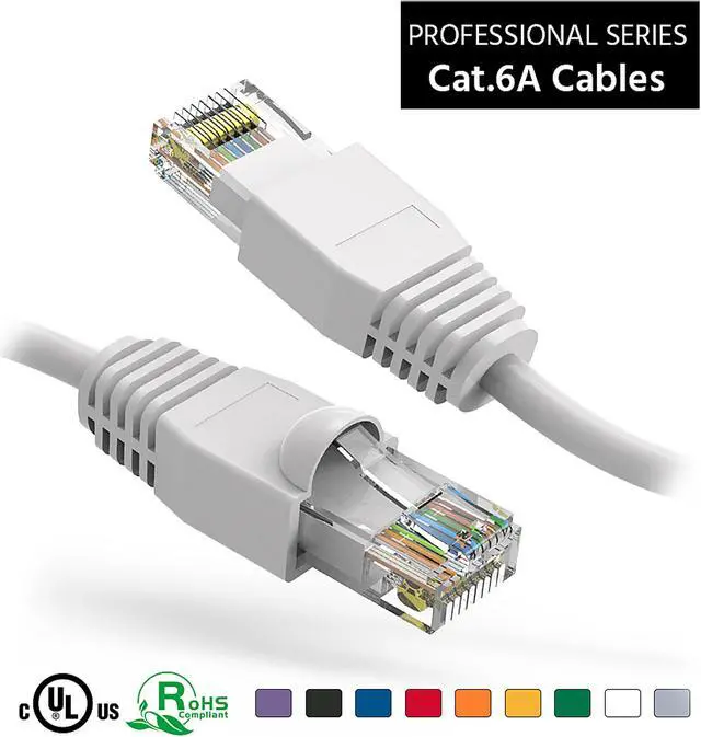 Alt view image 2 of 4 - Nippon Labs 6Ft Cat6A UTP Ethernet Network Booted Cable, 24AWG 6 Feet Gigabit LAN Network Cable RJ45 High Speed Patch Cable, White, 60CAT6A-6WT
