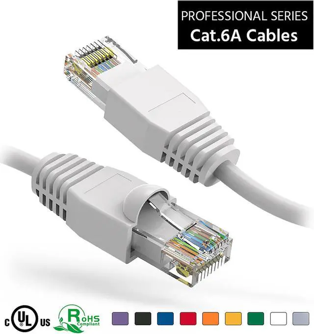 Alt view image 2 of 4 - Nippon Labs 10Ft Cat6A UTP Ethernet Network Booted Cable, 24AWG 10 Feet Gigabit LAN Network Cable RJ45 High Speed Patch Cable, White, 60CAT6A-10WT