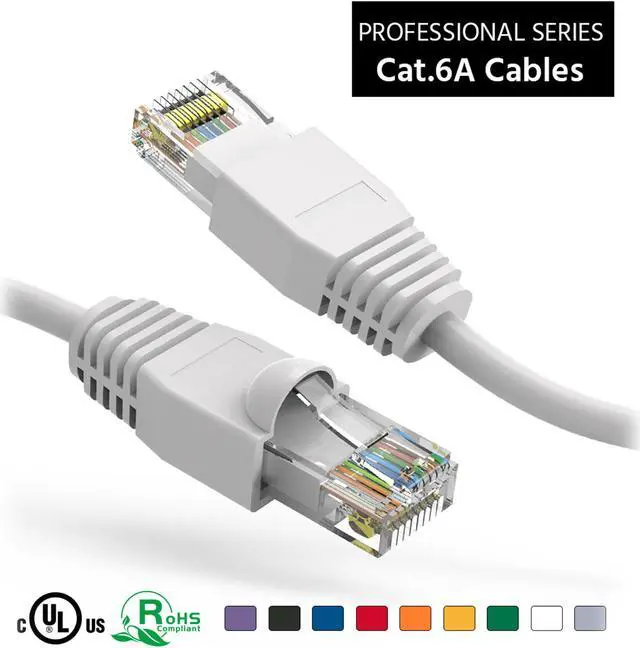 Main image of Nippon Labs 35Ft Cat6A UTP Ethernet Network Booted Cable, 24AWG 35 Feet Gigabit LAN Network Cable RJ45 High Speed Patch Cable, White, 60CAT6A-35WT