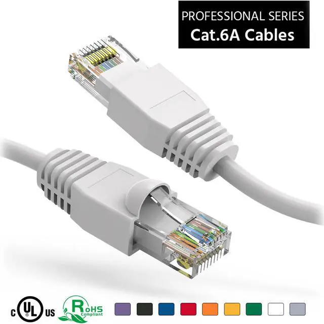 Main image of Nippon Labs 50Ft Cat6A UTP Ethernet Network Booted Cable, 24AWG 50 Feet Gigabit LAN Network Cable RJ45 High Speed Patch Cable, White, 60CAT6A-50WT