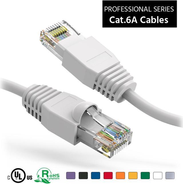 Main image of Nippon Labs 100Ft Cat6A UTP Ethernet Network Booted Cable, 24AWG 100 Feet Gigabit LAN Network Cable RJ45 High Speed Patch Cable, White, 60CAT6A-100WT
