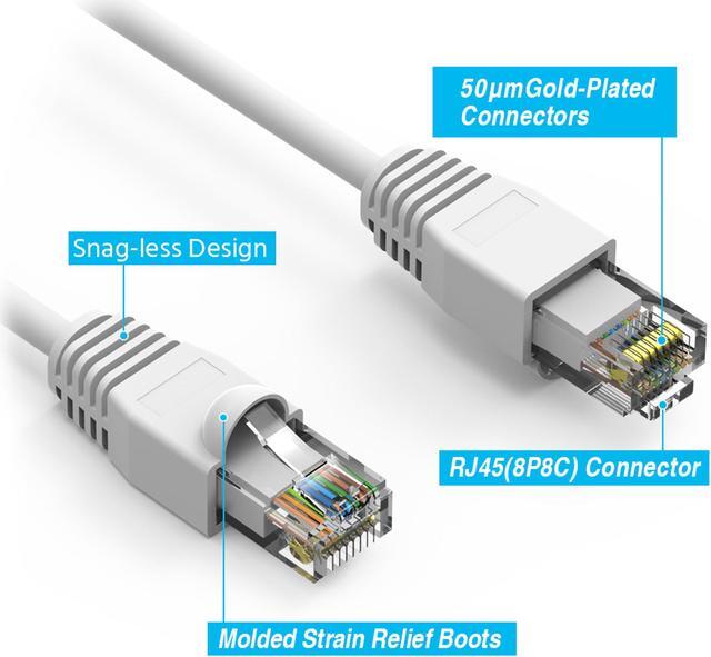 Alt view image 2 of 4 - Nippon Labs 100Ft Cat6A UTP Ethernet Network Booted Cable, 24AWG 100 Feet Gigabit LAN Network Cable RJ45 High Speed Patch Cable, White, 60CAT6A-100WT