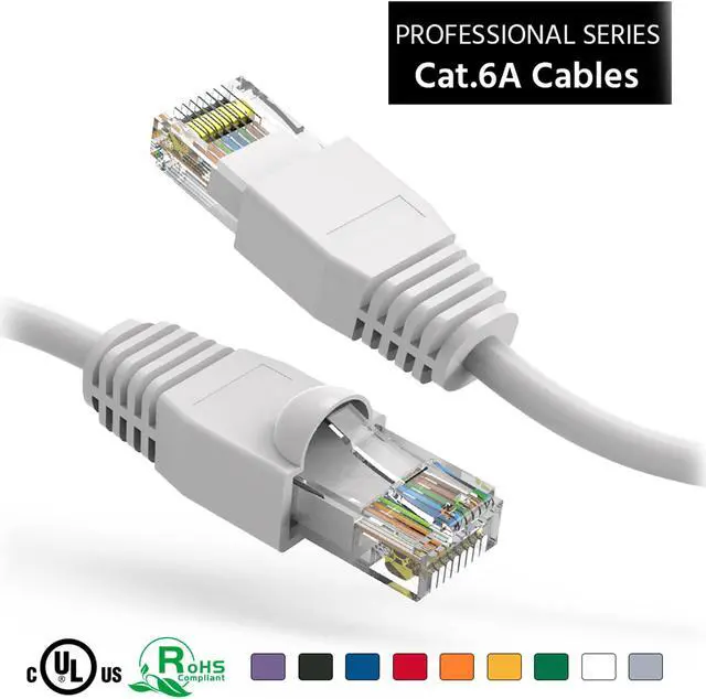 Main image of Nippon Labs 1Ft Cat6A UTP Ethernet Network Booted Cable, 24AWG 1 Feet Gigabit LAN Network Cable RJ45 High Speed Patch Cable, White, 60CAT6A-1WT