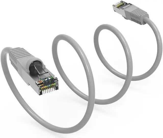 Main image of Nippon Labs Cat7 Shielded (SSTP) 600MHz Ethernet Network Booted Cable, 26AWG 50 Feet Gigabit LAN Network Cable RJ45 High Speed Patch Cable, Gray, 60CAT7-50GY