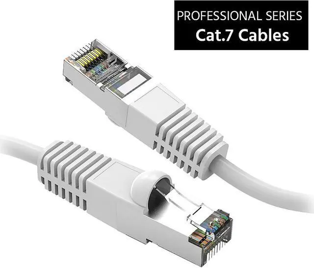 Main image of Nippon Labs Cat7 Shielded (SSTP) 600MHz Ethernet Network Booted Cable, 26AWG 1 Feet Gigabit LAN Network Cable RJ45 High Speed Patch Cable, White, 60CAT7-1WT