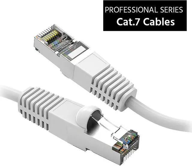 Main image of Nippon Labs Cat7 Shielded (SSTP) 600MHz Ethernet Network Booted Cable, 26AWG 2 Feet Gigabit LAN Network Cable RJ45 High Speed Patch Cable, White, 60CAT7-2WT