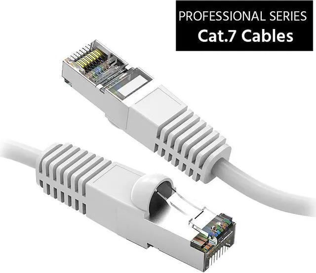 Main image of Nippon Labs Cat7 Shielded (SSTP) 600MHz Ethernet Network Booted Cable, 26AWG 5 Feet Gigabit LAN Network Cable RJ45 High Speed Patch Cable, White, 60CAT7-5WT