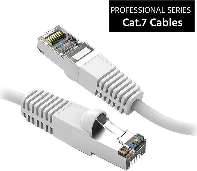 Main image of Nippon Labs Cat7 Shielded (SSTP) 600MHz Ethernet Network Booted Cable, 26AWG 12 Feet Gigabit LAN Network Cable RJ45 High Speed Patch Cable, White, 60CAT7-12WT