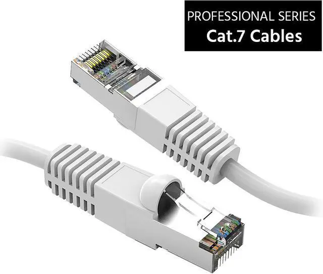 Main image of Nippon Labs Cat7 Shielded (SSTP) 600MHz Ethernet Network Booted Cable, 26AWG 15 Feet Gigabit LAN Network Cable RJ45 High Speed Patch Cable, White, 60CAT7-15WT