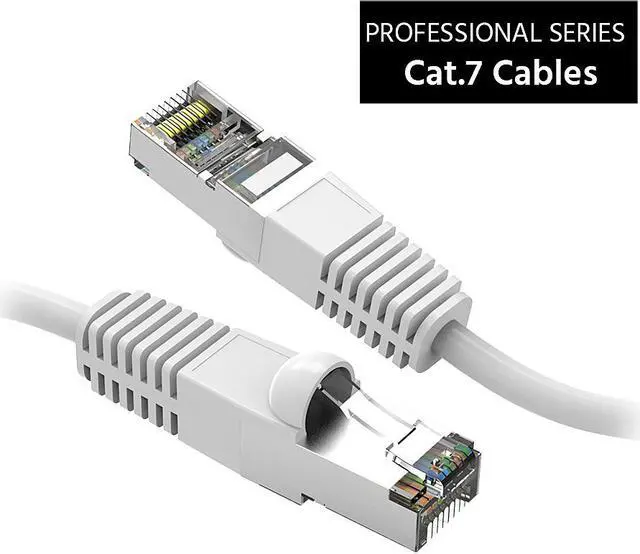 Main image of Nippon Labs Cat7 Shielded (SSTP) 600MHz Ethernet Network Booted Cable, 26AWG 25 Feet Gigabit LAN Network Cable RJ45 High Speed Patch Cable, White, 60CAT7-25WT