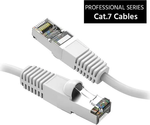 Main image of Nippon Labs Cat7 Shielded (SSTP) 600MHz Ethernet Network Booted Cable, 26AWG 40 Feet Gigabit LAN Network Cable RJ45 High Speed Patch Cable, White, 60CAT7-40WT