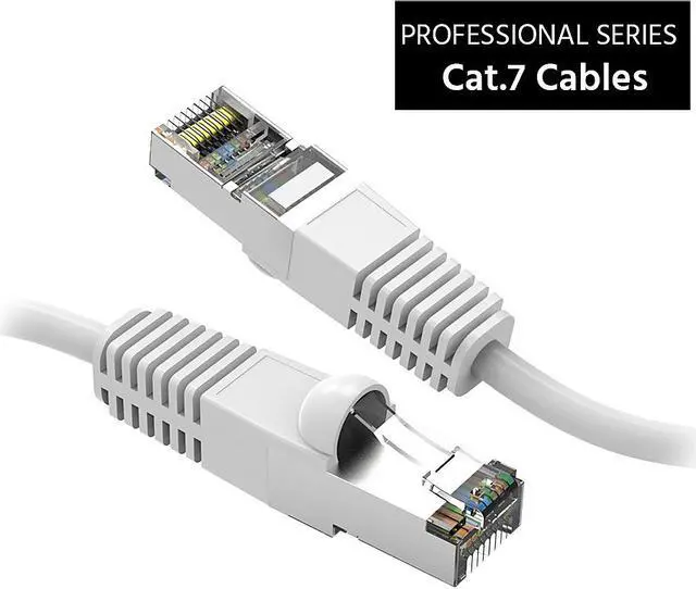 Main image of Nippon Labs Cat7 Shielded (SSTP) 600MHz Ethernet Network Booted Cable, 26AWG 100 Feet Gigabit LAN Network Cable RJ45 High Speed Patch Cable, White, 60CAT7-100WT