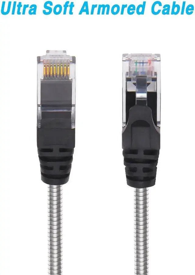 Alt view image 2 of 6 - Nippon Labs 3FT CAT.6A Patch Cable Armored Anti-Rodent Slim Cables, 28AWG 3 Feet Gigabit LAN Network Cable RJ45 High Speed Ethernet Cable 60CAT6A-3-28AM