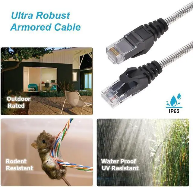 Alt view image 4 of 6 - Nippon Labs 3FT CAT.6A Patch Cable Armored Anti-Rodent Slim Cables, 28AWG 3 Feet Gigabit LAN Network Cable RJ45 High Speed Ethernet Cable 60CAT6A-3-28AM