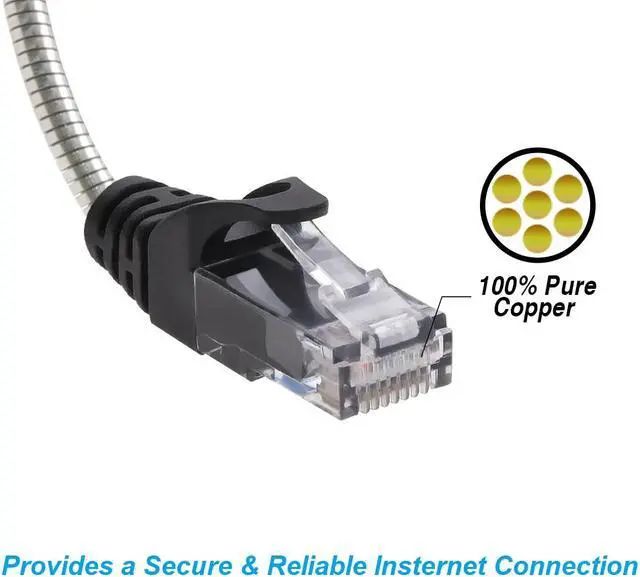 Alt view image 6 of 6 - Nippon Labs 3FT CAT.6A Patch Cable Armored Anti-Rodent Slim Cables, 28AWG 3 Feet Gigabit LAN Network Cable RJ45 High Speed Ethernet Cable 60CAT6A-3-28AM