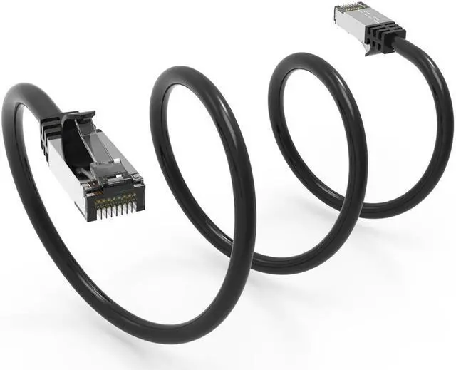 Alt view image 3 of 3 - Nippon Labs 60CAT8-4-26BK Cat8 Ethernet Cable 4 feet Slim Series - Black | 2GHz, 40G, S/FTP - Shielded 40Gbps 2000Mhz SFTP Patch Cord,Cat8 RJ45 Cable - in Wall, Outdoor for Router, Modem, etc.