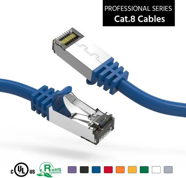 Main image of Nippon Labs 60CAT8-0.5-26BU Cat8 Ethernet Cable 0.5 feet Slim Series - Blue | 2GHz, 40G, S/FTP - Shielded 40Gbps 2000Mhz SFTP Patch Cord,Cat8 RJ45 Cable - in Wall, Outdoor for Router, Modem, etc.