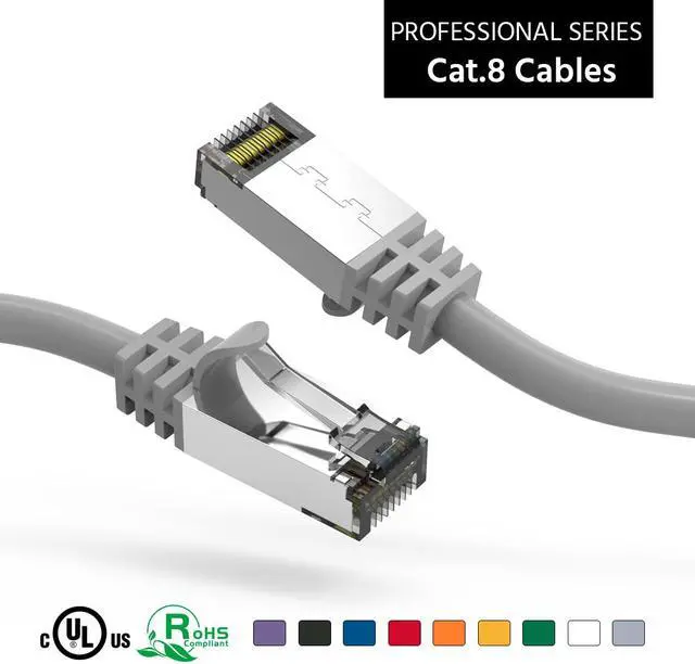 Main image of Nippon Labs 60CAT8-2-26GY Cat8 Ethernet Cable 2 feet Slim Series - Gray | 2GHz, 40G, S/FTP - Shielded 40Gbps 2000Mhz SFTP Patch Cord,Cat8 RJ45 Cable - in Wall, Outdoor for Router, Modem, etc.
