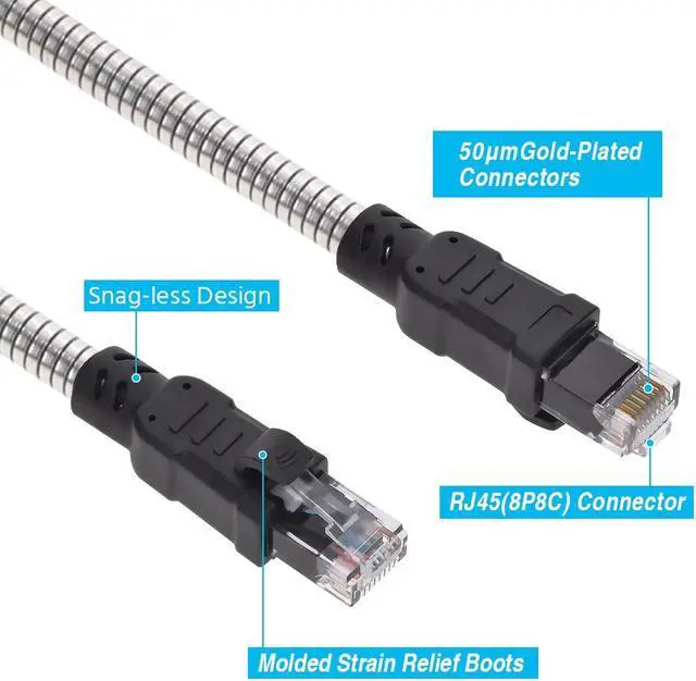 Alt view image 4 of 6 - Nippon Labs 60CAT6A-25-24AM 25FT CAT.6A Patch Cable Armored Anti-Rodent Cables, 24AWG 25 Feet Gigabit LAN Network Cable RJ45 High Speed Ethernet Cable