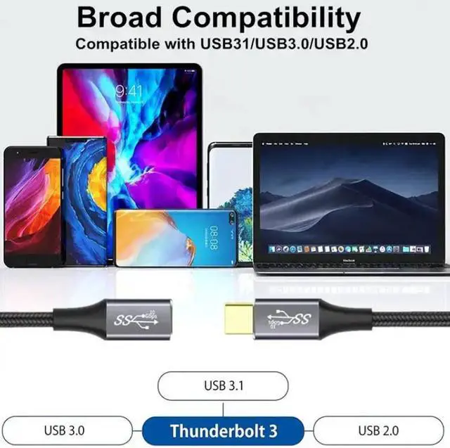 Alt view image 2 of 5 - Nippon Labs USB-C Full function Extension Cable (M/F) - 1 Meter - USB 3.2 Gen 2 (10 Gbps) 4K@60Hz, Thunderbolt 3 Compatible 3.3FT