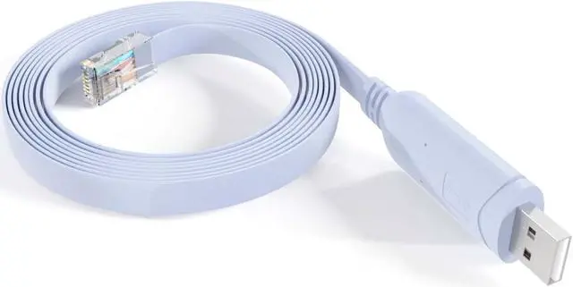 Alt view image 2 of 2 - Nippon Labs USB 2.0 Type A Male / RJ45 Male 8P8C Console Cable Periwinkle Blue, Type A Male to RJ45 Male 6FT. Cable
