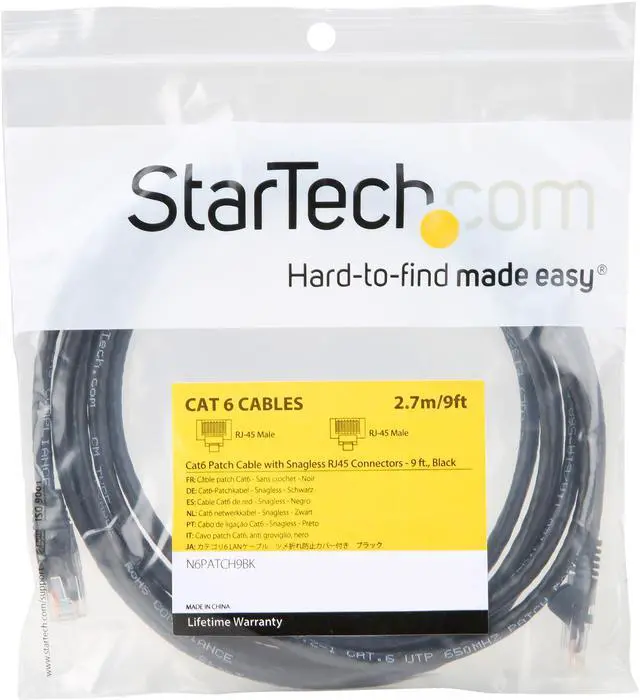 Alt view image 3 of 3 - StarTech.com N6PATCH9BK 9 ft. Cat 6 Black Cat 6 Cables