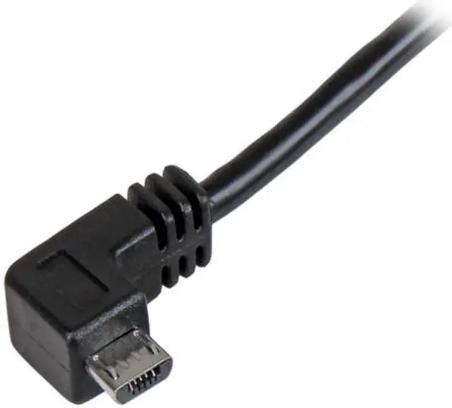 Alt view image 2 of 3 - StarTech.com USBAUB50CMRA Black Micro-USB Charge-and-Sync Cable M/M - Right-Angle Micro-USB - 24 AWG