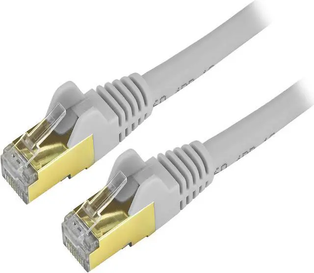 Main image of StarTech C6ASPAT2GR StarTech.com Cat6a Shielded Patch Cable - 2 ft. - Gray - Snagless RJ45 Cable - Ethernet Cord - Cat 6a Cable