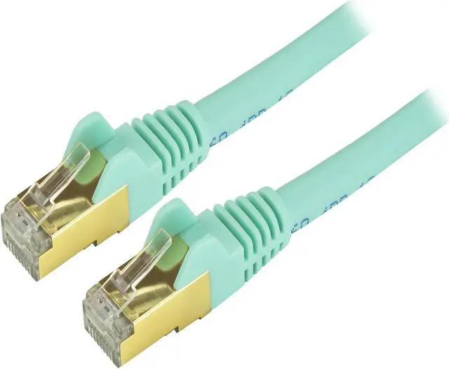 Main image of StarTech C6ASPAT3AQ StarTech.com Cat6a Shielded Patch Cable - 3 ft. - Aqua - Snagless RJ45 Cable - Ethernet Cord - Cat 6a Cable