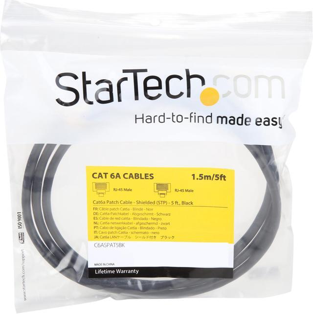 Alt view image 3 of 3 - StarTech C6ASPAT5BK StarTech.com Cat6a Shielded Patch Cable - 5 ft. - Black - Snagless RJ45 Cable - Ethernet Cord - Cat 6a Cable