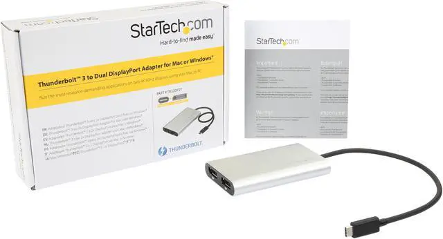 Alt view image 5 of 5 - StarTech.com TB32DP2T Thunderbolt 3 to Dual DisplayPort Adapter - 4K 60Hz - Mac and Windows Compatible - Thunderbolt 3 Adapter - USB C Adapter