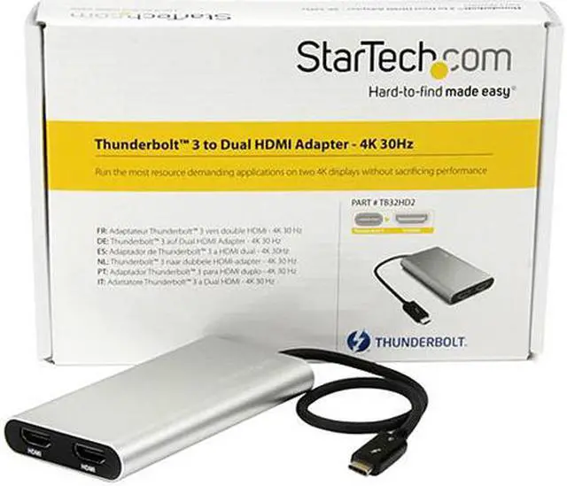 Alt view image 4 of 4 - StarTech.com TB32HD24K60 Thunderbolt 3 to Dual HDMI Adapter- 4K 60Hz - Mac and Windows Compatible - USB C Adapter - USB C HDMI - Thunderbolt 3 to HDMI
