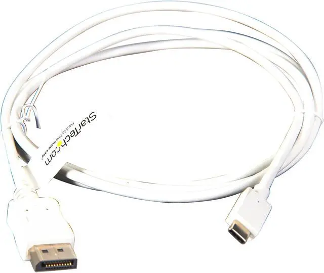 Alt view image 2 of 3 - StarTech.com CDP2DPMM6W 6ft USB C to DisplayPort Cable - White - 4K 60Hz DisplayPort Cable - USB Type C to DisplayPort Adapter (CDP2DPMM6W)