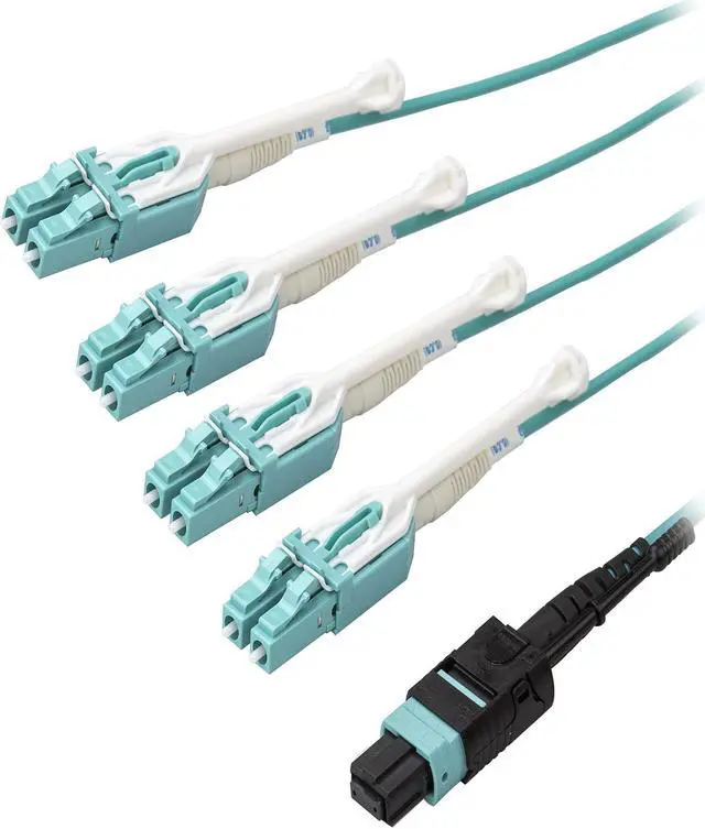 Main image of StarTech.com MPO8LCPL1M MTP to LC Breakout Cable - 3 ft / 1m - OM3 Multimode - 40Gb - Pull Tab - Plenum - MPO / MTP Connector - Fiber Optic Cable