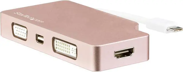 Main image of StarTech.com CDPVDHDMDPRG USB-C Multiport Video Adapter - Aluminum - USB Type C to VGA / 4K HDMI/Mini DisplayPort/DVI - USB C Adapter - Rose Gold