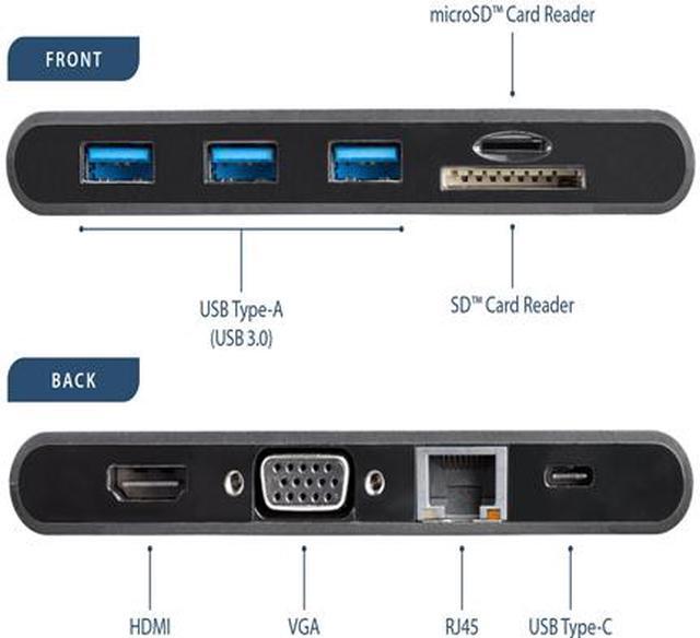 Alt view image 5 of 5 - StarTech.com DKT30CHVSCPD USB C Multiport Adapter with HDMI and VGA - Mac / Windows - 3x USB 3.0 - SD / micro SD - PD 3.0 - USB C to USB 3.0 Adapter