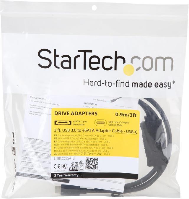 Alt view image 3 of 3 - StarTech.com USB3C2ESAT3 3 ft 1m USB C to eSATA Cable - For External Storage Devices with HDD / SSD / ODD - USB 3.0 to eSATA Cable (5Gbps)